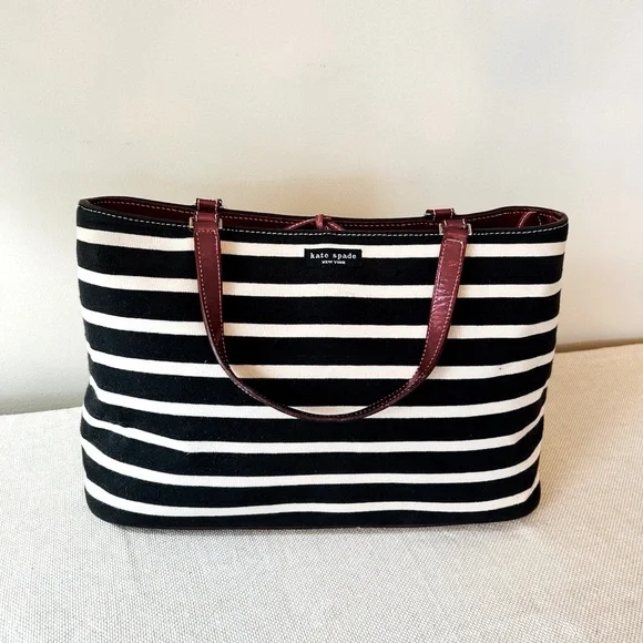 Kate Spade New York Black and White Striped Tote